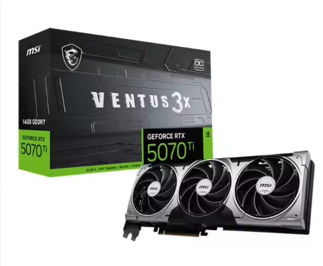 Compatible with MSI GeForce RTX 5070 Ti Ventus 3X 16G OC, Gaming Graphics Card - RTX 5070 Ti 16GB GDDR7 Memory, 256-bit, 28 Gbps